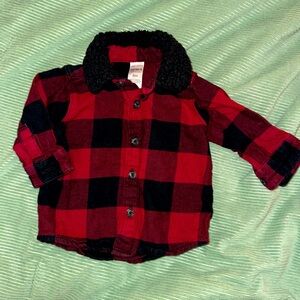 Carter’s Boys Red Plaid Button-Up 6 months